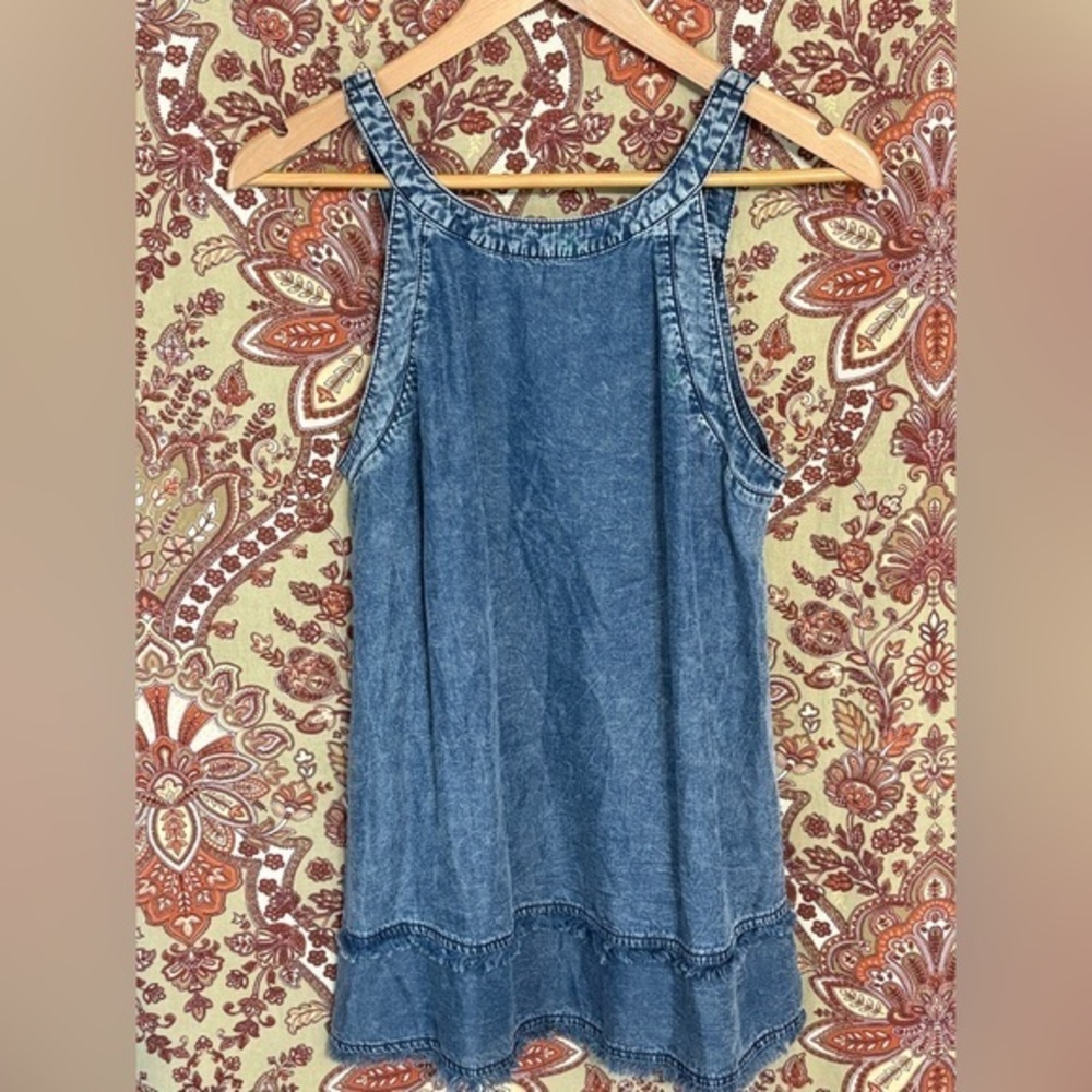 NWT DOE & RAE S  Forever Young Mineral Wash Denim Tencel Sleeveless Tunic Top